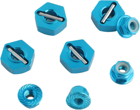 12mm Wheel Hex Hubs Drive Adapter, Flange M4 Lock Nuts Aluminum for Redcat Axial HSP RC Truck Model Car