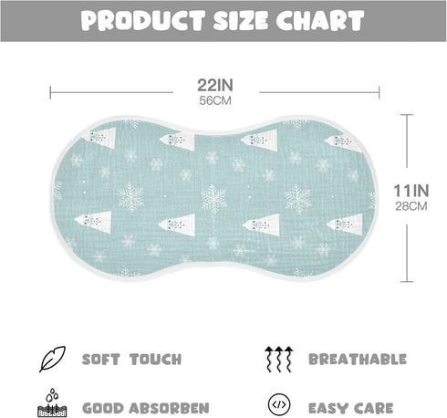 J JOYSAY 22''x11'' 4 Set sizex2 Christmas Snowflakes Blue Baby Burp Cloths for Boys Girls Large Cotton Layer Baby Burp