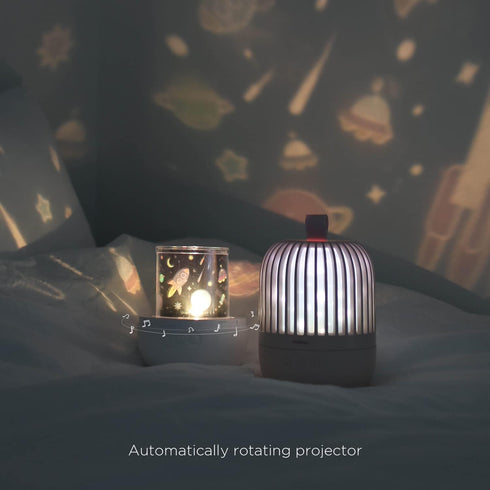 360 4 8 9 1200mAh mooas Rotating Projector Melody Nightlight (White), Rotating Nightlight, Wonderland Night Light