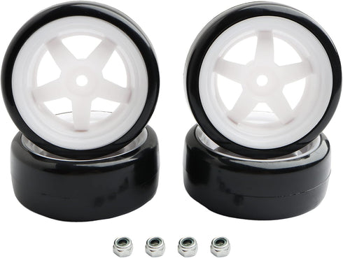4PCS 12mm Hub Wheels, 1:10 63mm Hard Plastic RC Drift Cars On Road Touring Racing Bald Tires for Traxxas HSP Tamiya
