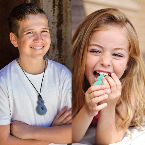 Chew Necklaces for Sensory Kids - 6 Pack Silicone Chewy Necklace for Kids and Adults with Autism
