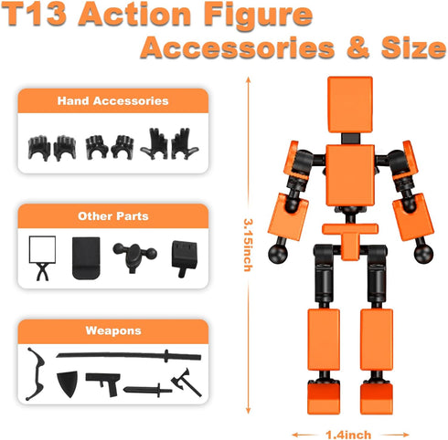 zumelio 4PCS T-13 Set, Dummy 13 Mini Titan Action Figures Assembly Completed Luck Robot Action Figure Toys for Boys