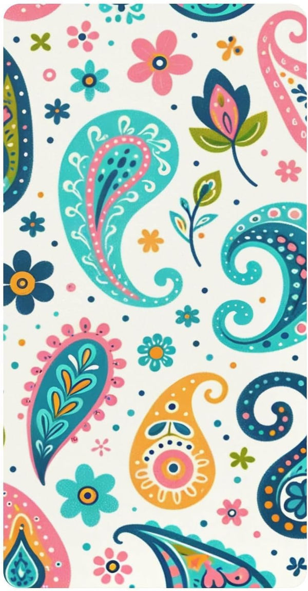 CZXW Cute Paisley and Flowers Crib Sheets Fitted 52" x 28" Natural Cotton