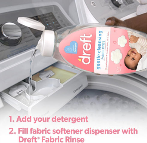 48 oz, Dreft Baby Gentle Cleansing Fabric Rinse, fl Dermatologist Tested on Sensitive Skin, Odor Remover
