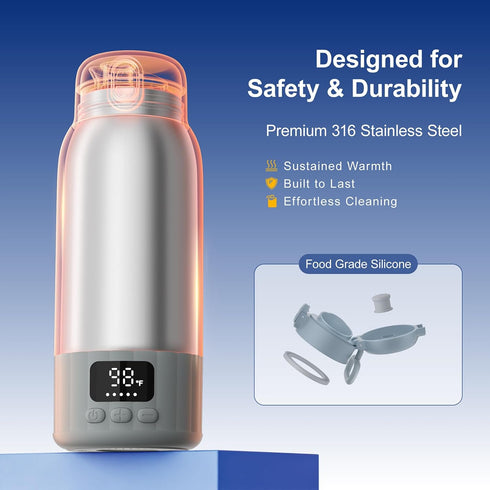 YARUITK 45W 100W 17oz 10400mAh Portable Bottle Warmer for Travel, Quick Charge, Fast Heating Baby Bottle Warmer
