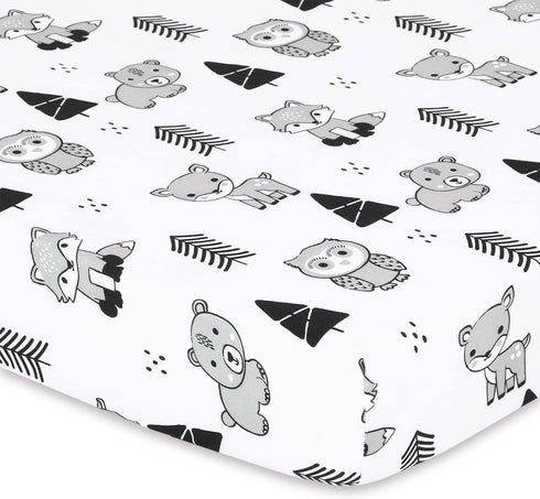 The Peanutshell Mini Crib Sheet Set: 3 Pack for Pack n Play, Playard, Playpen, Mini Crib - Woodland Animals Multiuse