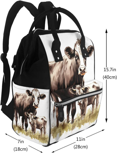 DWVTSLH Backpack Mummy Backpack Cow Painting Diaper Bag Multifunction Nappy Bags Waterproof Large Capacity Travel