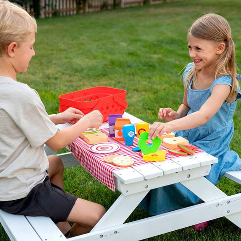 Set Playset 3+ Fat Brain Toys Pretendables Picnic Basket - Pretend with Storage