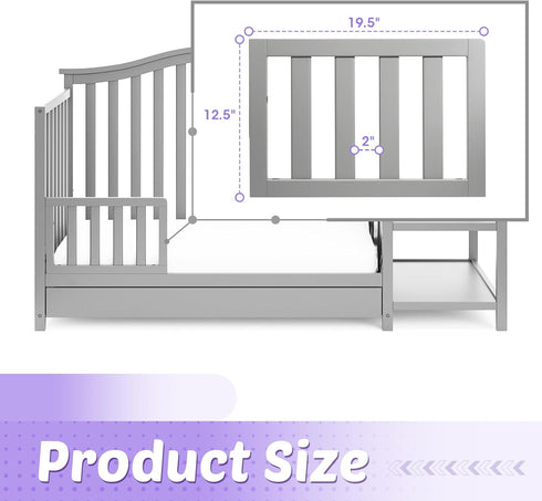 Salcod Toddler Safe Guardrail Compatible with Storkcraft and Graco Crib Conversion - CPSC Certified, Crib Rail