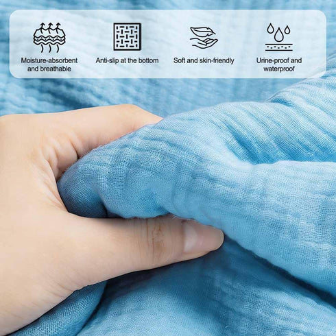QNZKIOXV 59"*78" Reusable Cotton Top Underpad for Adults,Elderly Bedridden Patients(Blue, ),Washable Waterproof