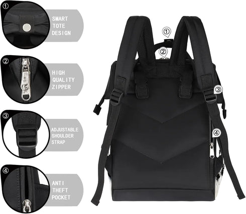 Hsnar Backpack Music Guitar Waterproof Diaper Bag Large Capacity Baby Bag with Stroller Straps, Multi-Pocket Diaper Bag