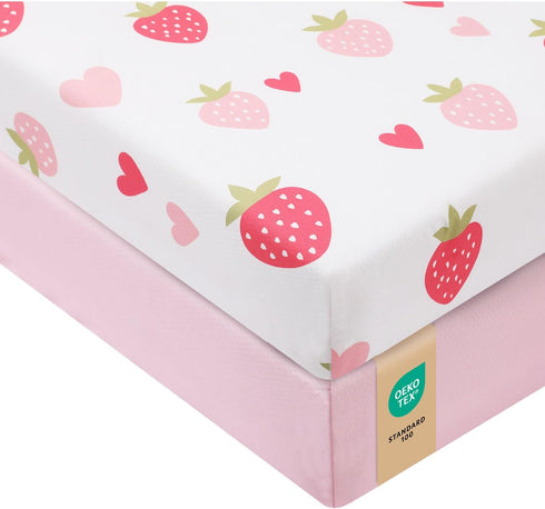 Baby Crib Sheets Girl, Toddler Bed Sheets Fitted for 52x28 Inch Standard