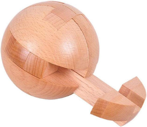 Handmade Wooden Puzzle Magic Ball, Brain Teasers Toy, Big Wooden Lock Logic Puzzle for Adults Kids