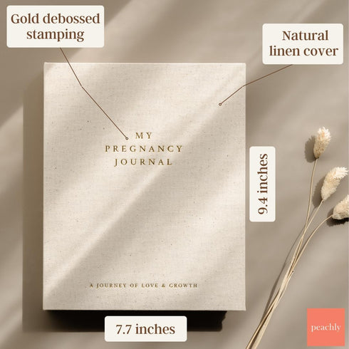 Peachly Pregnancy Journal - Linen Pregnancy Book to Capture Every Milestone - Pregnancy Must Haves - Baby Book Keepsake
