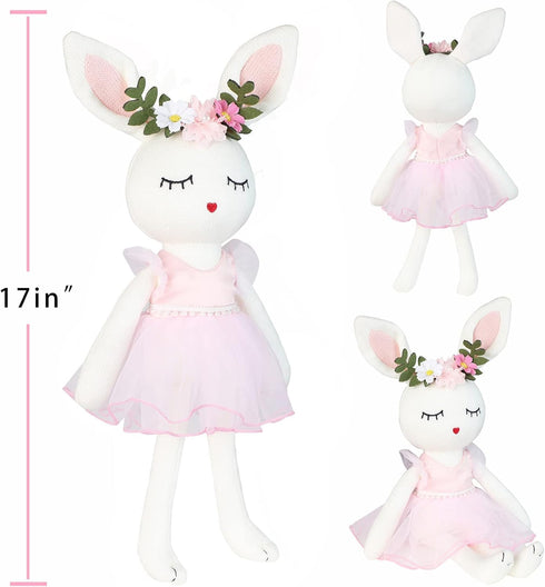 Ballerina Doll Easter Stuffed Animal Bunny Plush Animal Doll, Plush Rabbit Toy Bunnys Stuffed Animals for Girls Easter