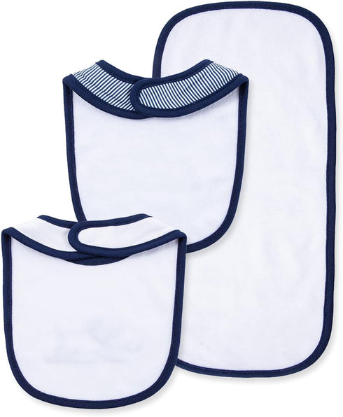 Little Me Boys' 3-Piece Bib & Burp Cloth Set
