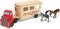 Melissa & Doug Horse Carrier Wooden Vehicle Play Set with 2 Flocked Horses and Pull-Down Ramp