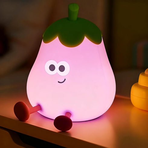 3 Dimmable Eggplant Night Light, Touch Bedside Lamp, Level Squishy Lamp for Bedroom & Room Decor