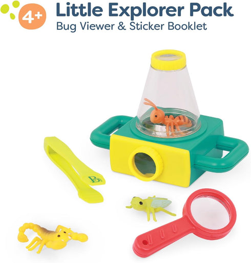 B. toys 9pc Toy Microscope Set with Sticker Book, Magnifying Glass & Tweezers, 3 Toy Bugs, Little Explorer Pack