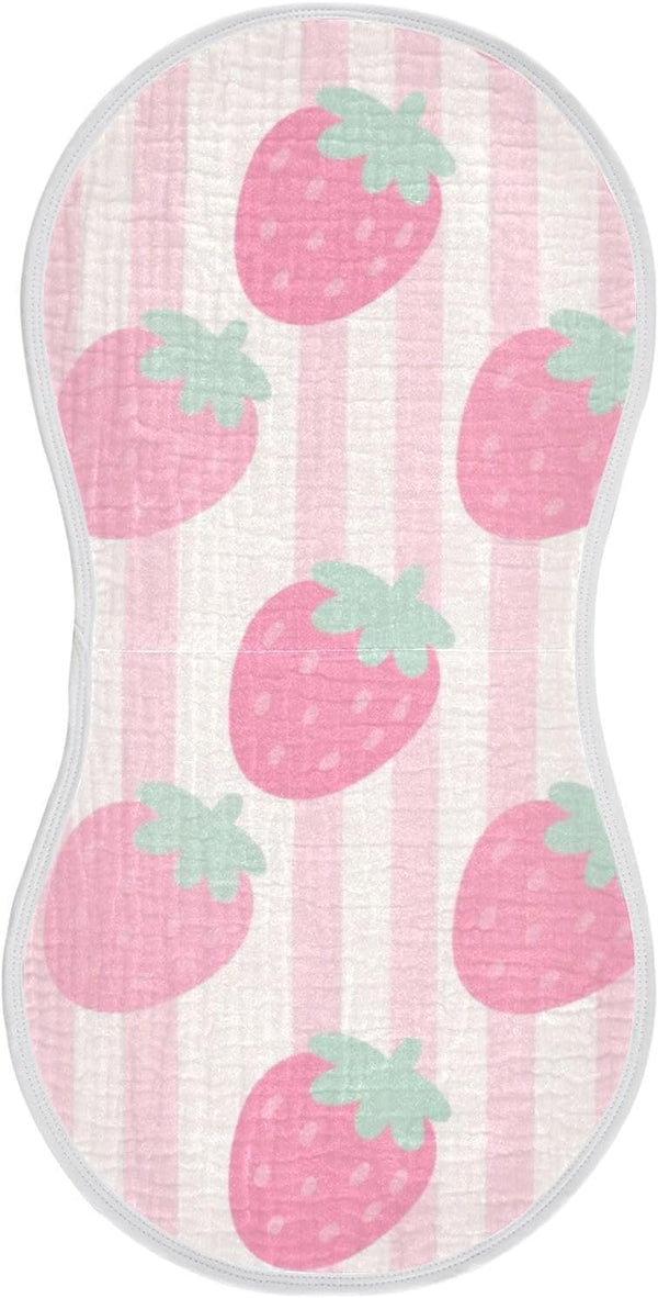 tplaotee Cute Pink Strawberries Cotton Muslin Baby Burp Cloths Easy Care wash rag