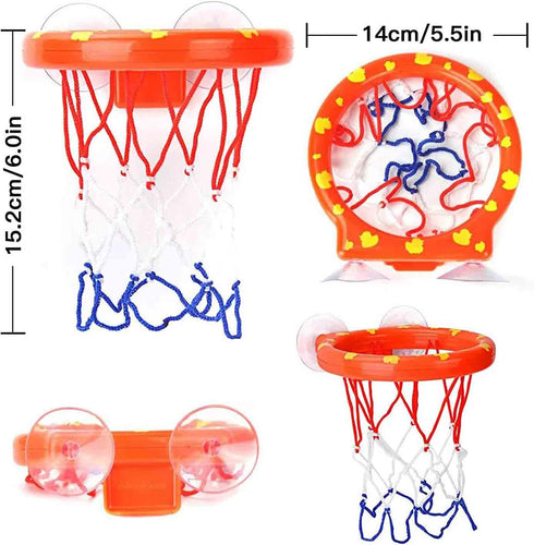 Cyfie Bath Toys for Toddlers - Bathtub Basketball Hoop Set with 4 Balls - Suction Cup Shower Toy for Ages 3-8