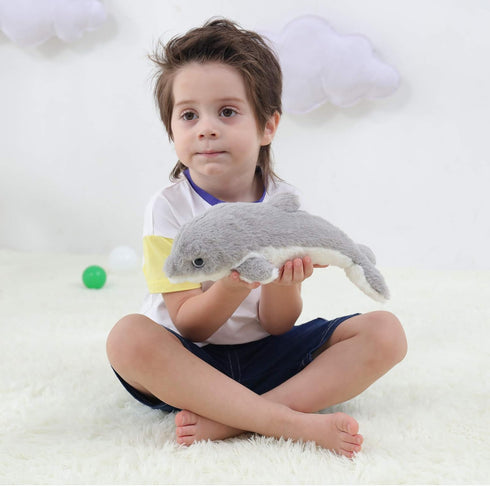Apricot Lamb Ocean Stuffed Animals Toys, Plush Gray Dolphin Sea Animal Soft Cuddly (Gray Dolphin, 12 Inches)