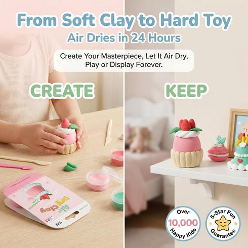 OBVIO HOME 12 Set, Air Dry Clay for Kids - Dream Dessert Designs Modeling Clay Kit - Model Sculpting Ultra Soft Safe