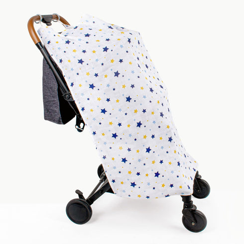 Muslin Stroller Cover, Versatile Sunshade, Windbreaker, and Insect Shield, Stylish and Breathable Travel Accessory