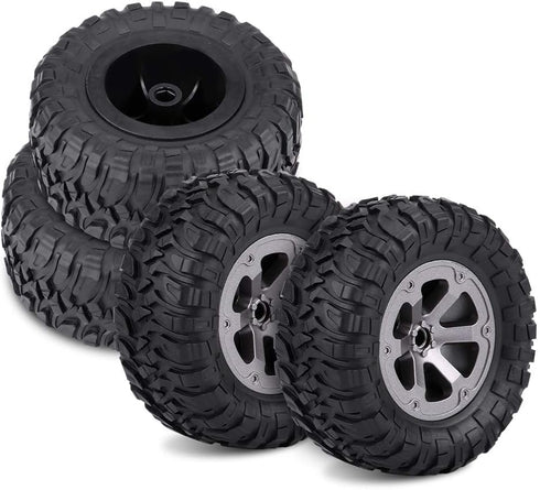 4pcs RC Crawler Tires, Rubber Grappler Tires with Plastic Wheel for 1/16 RC Car