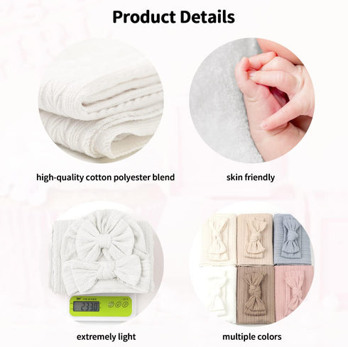 Muslin Blanket - Baby Swaddle Set with Newborn Essentials, Soft Stretchy Blankets for Girls and Boys (White)