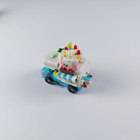 Jollcnoia Set Dessert Bakery Truck Mini Gourmet Travel RV Car Micro Building Toy Little Cute Truck Mobile Van Stand Fun