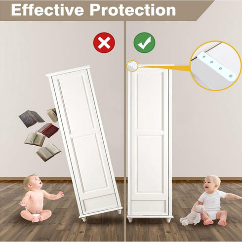 Anti Tip Furniture Anchors for Baby Pet Proofing, White Furniture Wall Anchor for Dresser Bookshelf Safety