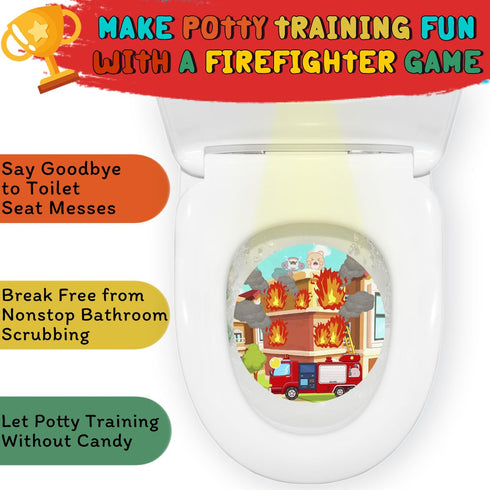 Faivykyd Potty Training with Firefighting Target, Cute Fireman Pee Light, Funny Potty Training Toilet Light for Toddler