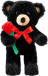 Black Bear Plush Stuffed Animal, 11.8 Inches Black Bear with Rose, Cute Gifts for Kids Toddler Girlfriend