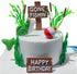 DiDida Fishing Cake Topper Gone fishing Cake with Bass Reed Happy Birthday Sign