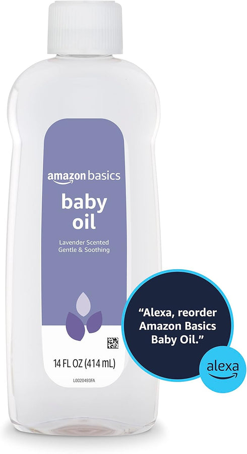 14 1-Pack Amazon Basics Baby Oil, Soothing Lavender Scented, Prevents Moisture Loss, Fluid Ounce, (Previously Solimo)
