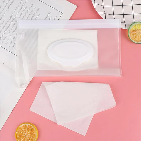 linenb 5Pcs Reusable Wipes Pouch Light Weight Portable Cartoon Baby Kids Wet Wipes Clutch Carrying Bag Wet Paper Tissue