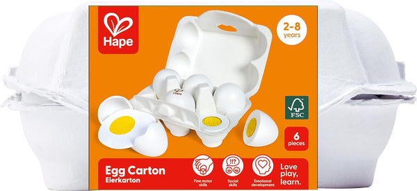 Hape Egg Carton Kitchen Toys: Children Play Kitchen Game Food Toy for Early Development (3Pcs Hard-Boiled & 3Pcs Fried