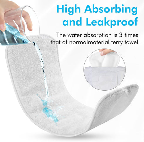 6 Pack 4-Layer Rayon Microfiber Inserts Liners for Adults Cloth Diapers for Incontinence Care, Washable Reusable Large