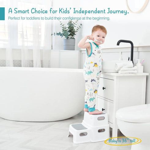 2 Counter Forbena Toddler Step Stool for Bathroom Sink, Step Stool for Kids Toilet Potty Training, Non-Slip Toddlers