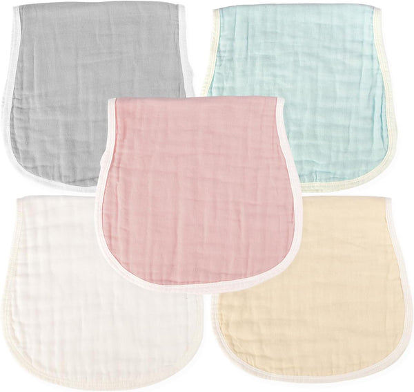 MUKIN Baby Muslin Burp Cloths and Burping Cloth,Soft Absorbent for Boys Girls,5