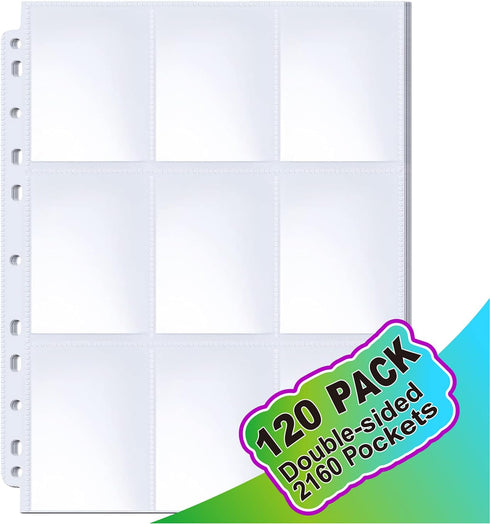 120 9-Pocket 3 ABLY Pages Double-Sided Trading Card Pages Sleeves Clear Plastic Game Card Protectors for Skylanders