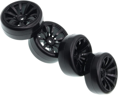63mm X 26mm Hard Tires Plastic Wheel Compatible with 1/10 Traxxas HSP Tamiya HPI Kyosho On-Road Drifting RC Car (4-Pack)