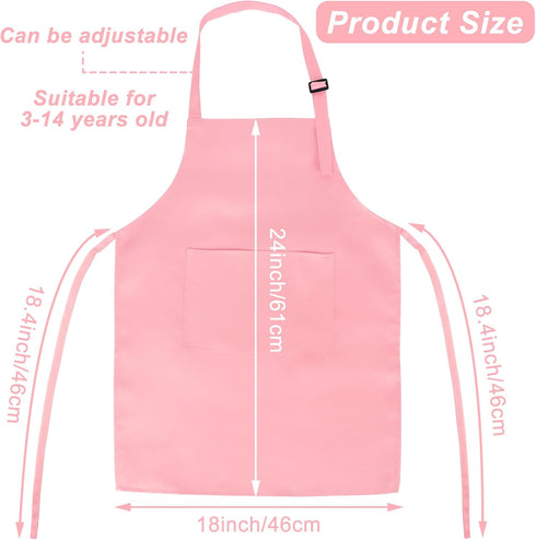 Morcheiong 8/12/24 Pack Adjustable Kids Apron Bulk with 2 Pockets Toddler Apron Kids Painting Aprons for Baking Painting