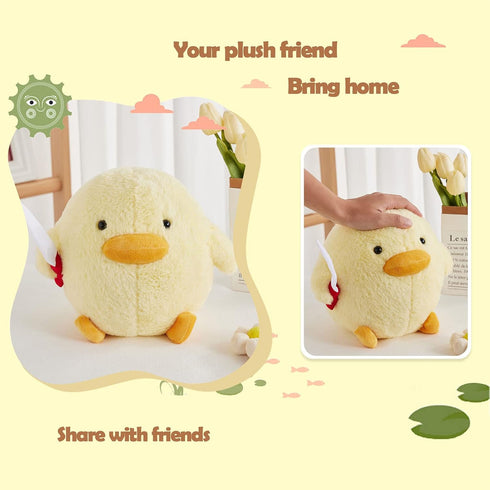 Cute Duck Plush with Knife, Duckling Stuffed Animal Toy, 11.8 inch Throw Pillow Gift for Boys, Girls, Adults