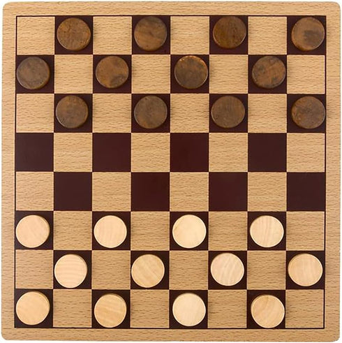 The Dreidel Company Classic Wooden Board Games, Great for Prizes, 10" (Wooden Checkers)