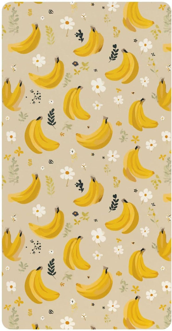 miaozhen Cotton Baby Crib Sheets Soft Yellow Bananas Fruit Khaki Crib Mattress Sheet