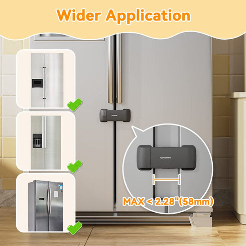 EUDEMON Updated French Fridge Lock, French Door Refrigerator/Freezer Lock for Kids & Babies, Easy to Install