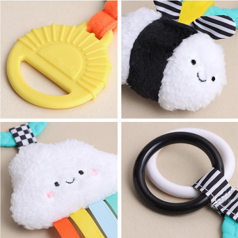 0 Itzy Ritzy Teething Activity Toy - Bitzy Busy Ring Infant Teething Toy Features Braided Ring & Dangling Toys