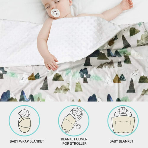 30 40 Inch TANOFAR Baby Blankets, Adventure Mountains Fleece Toddler Blanket for Boys Girls, Dotted Backing, Double